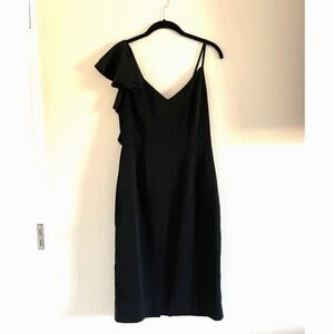 Do+Be Asymetrical Formal Dress with Ruffles Knee Length/ Black/ L